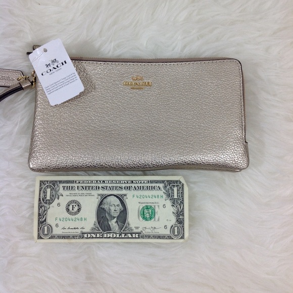 Coach Handbags - Coach Leather Metallic Double Zipper Wallet